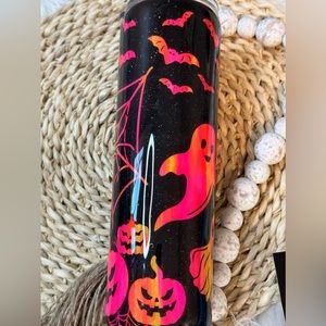 Custom Halloween Pink and Orange Tumbler